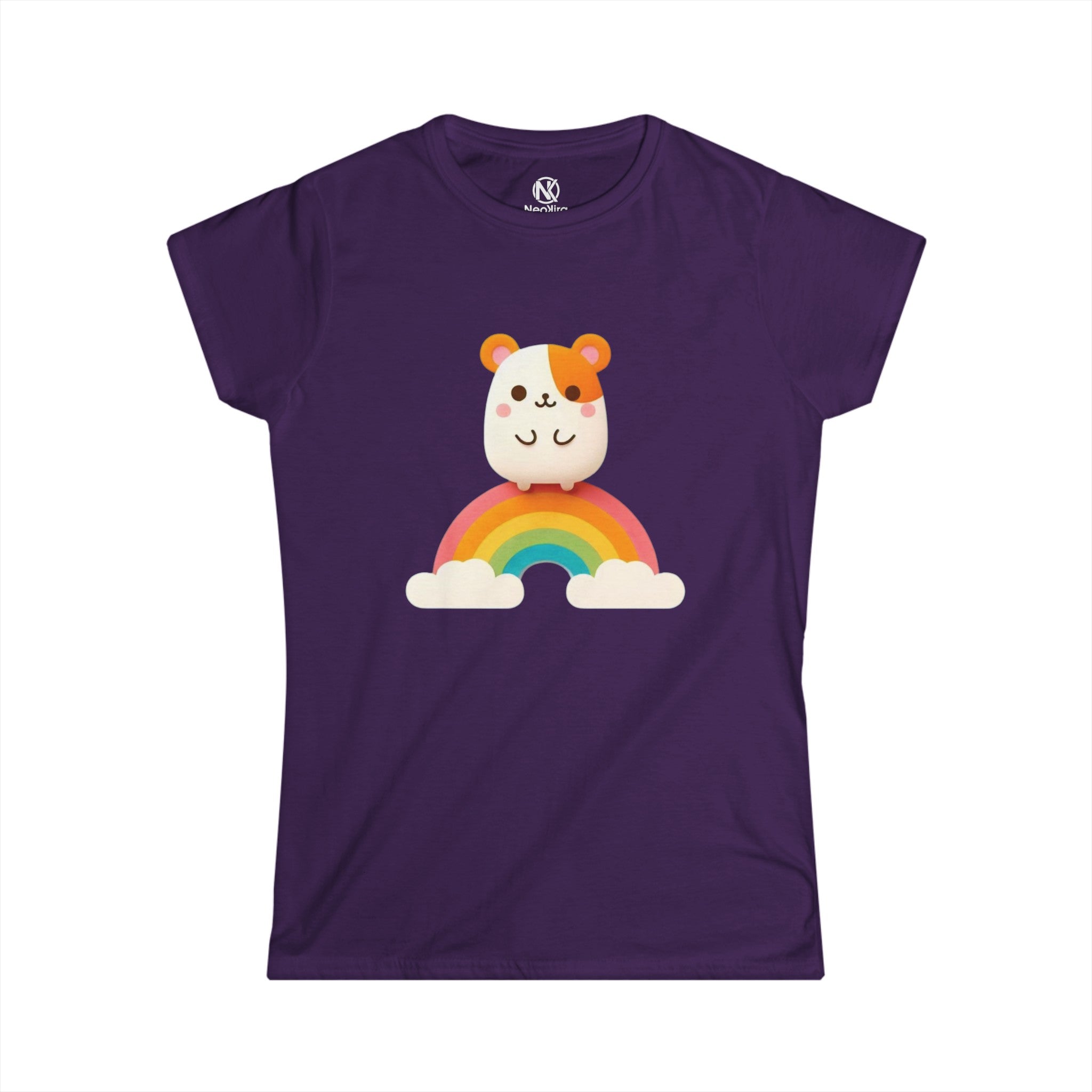 HAMSTER AND RAINBOW Women's Softstyle Tee T-Shirt Printify Purple S 