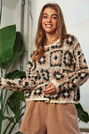 Crochet Patchwork Round Neck Pullover Sweater Top  Davi & Dani   