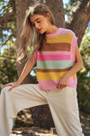 Crochet Multi Striped Pullover Knit Sweater Vest Sweater Vest Davi & Dani   