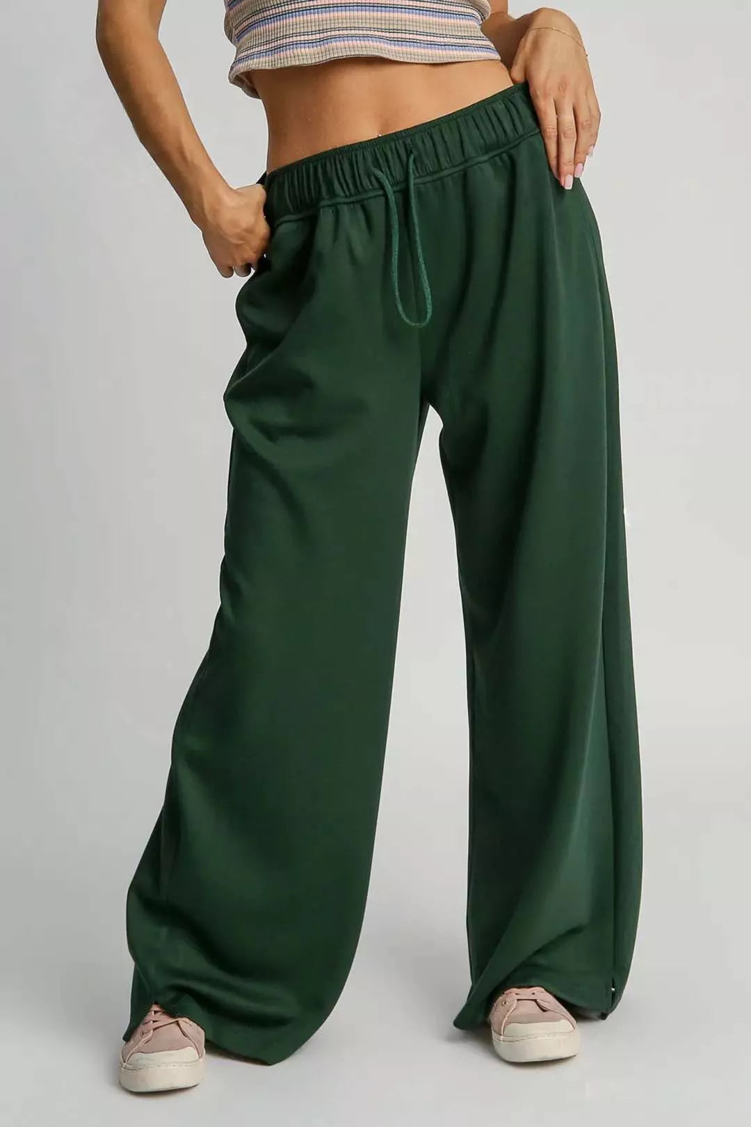 Umgee Wide Leg Drawstring Pants Boho Lounge Comfort Style - NeoKira Unlimited