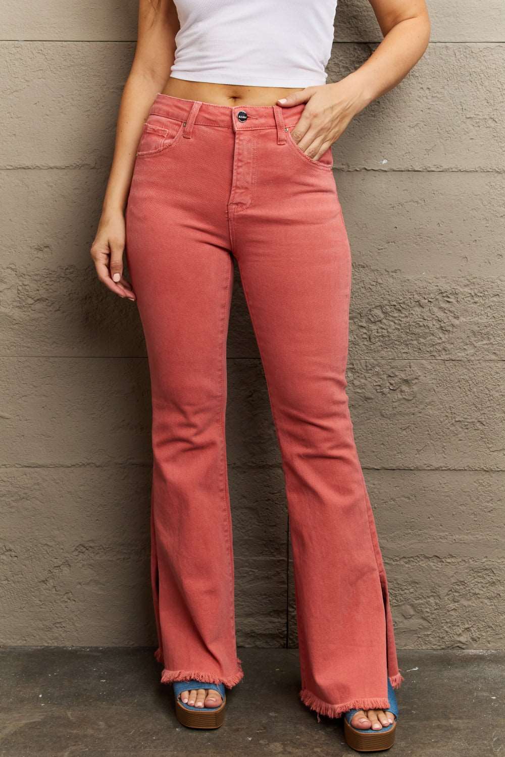 RISEN Bailey Full Size High Waist Side Slit Flare Jeans - NeoKira Unlimited