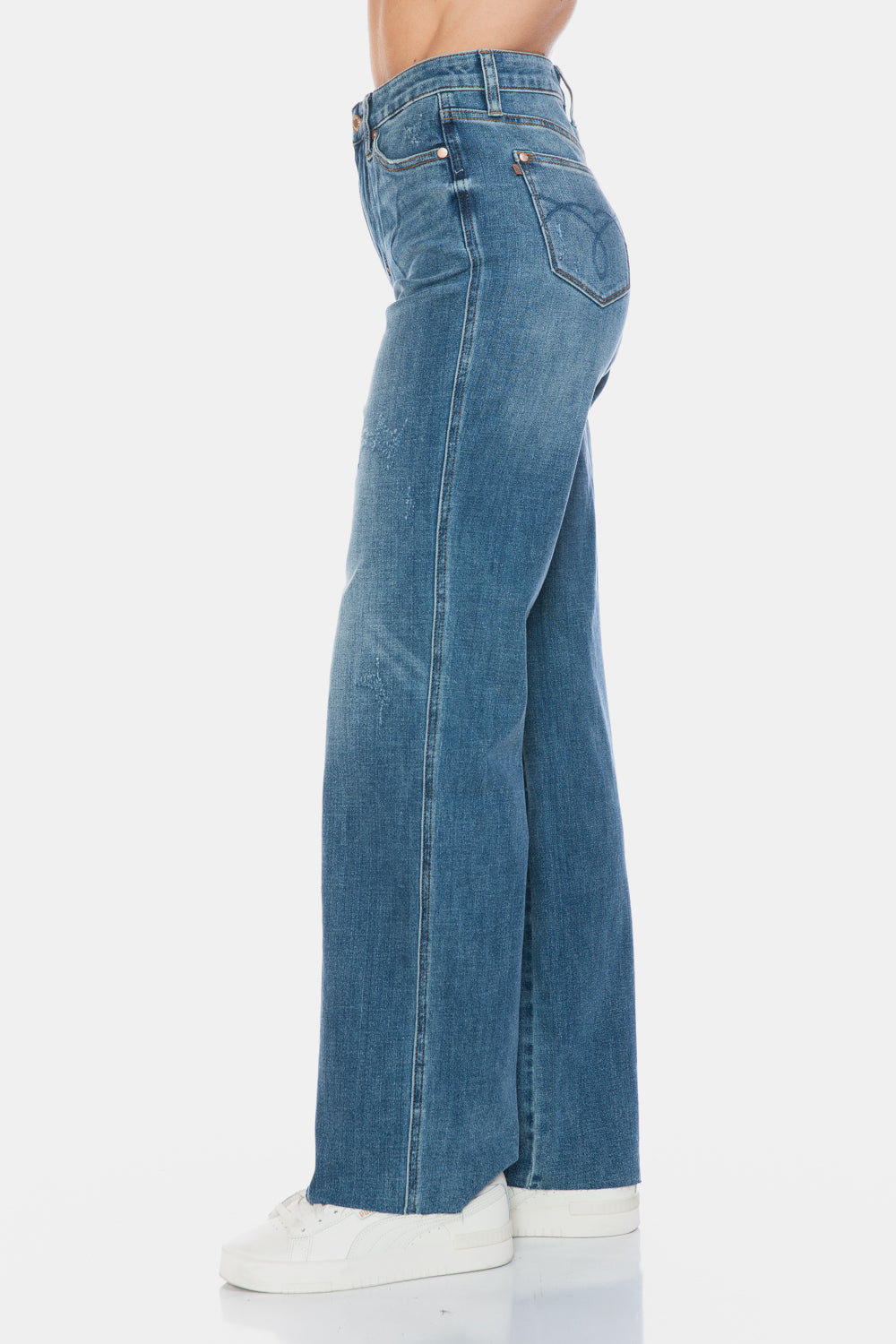 Judy Blue Full Size Tummy Control Cut Raw Hem Straight Jeans - NeoKira Unlimited