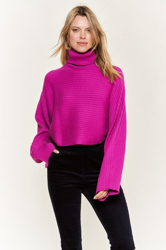 Jade By Jane Oversized Ribbed Sweater | Mock Neck Cozy Minimalist Style - NeoKira Unlimited