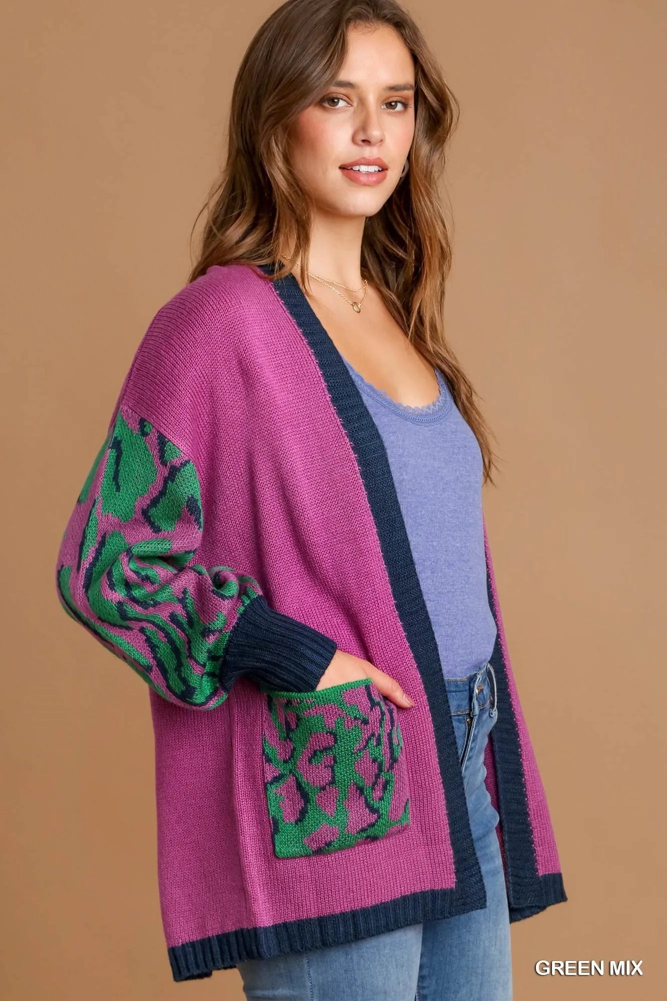 Umgee Animal Print Open Front Sweater Cardigan – Boho Cozy Statement - NeoKira Unlimited