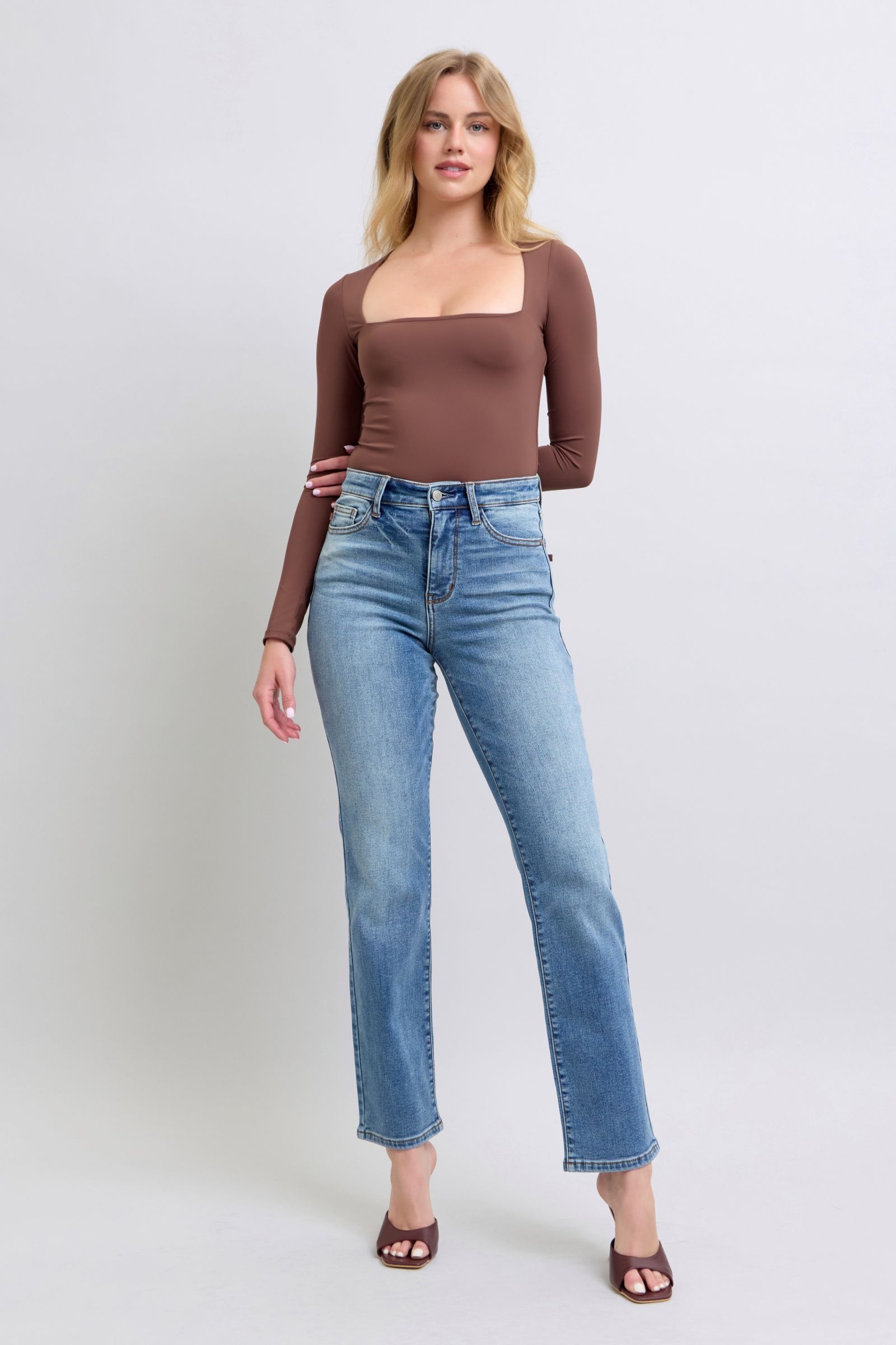 Judy Blue Full Size Run Vintage Wash Thermal Straight Jeans - NeoKira Unlimited