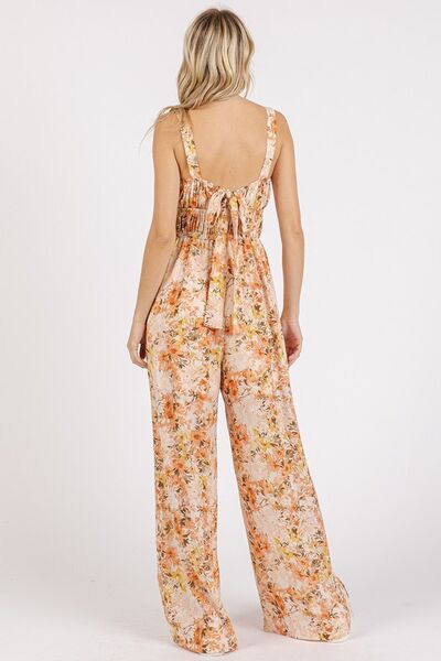 Mittoshop Flower Print Gathered Bust Sleeveless Jumpsuit - NeoKira Unlimited