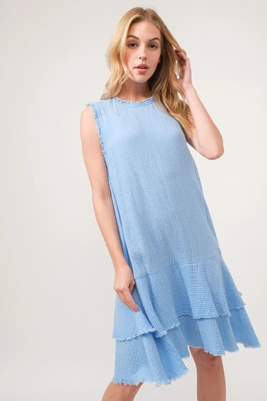 And The Why Washed Fringe Detail Tiered Dress - NeoKira Unlimited