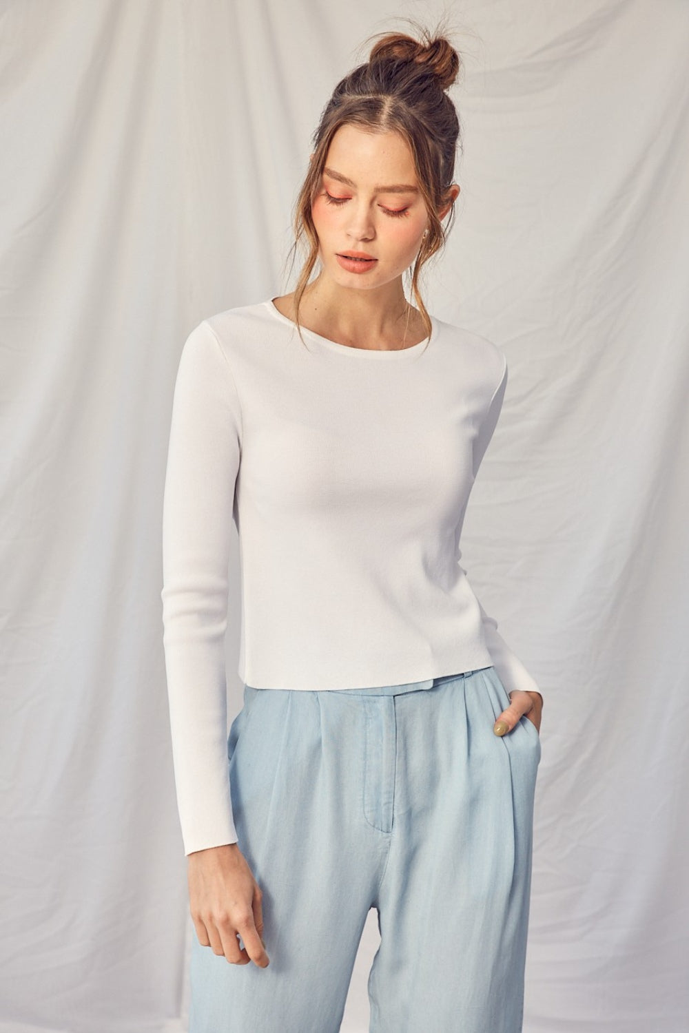 Idem Ditto Twisted Backless Long Sleeve Knit Top - NeoKira Unlimited
