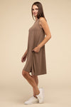 Sleeveless Flared Slip Summer Dress with Side Pockets Mini Dress ZENANA   