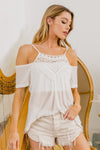 BiBi Front Crochet Lace Adjustable Strap Top Top Trendsi   