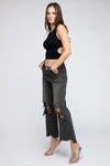 BiBi Distressed Vintage Washed Wide Leg Pants Jeans BiBi   