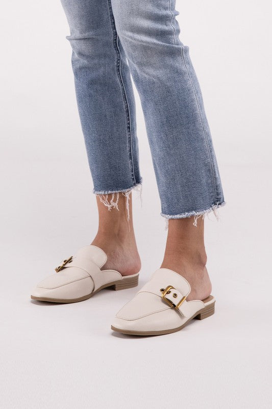 Chantal-S Buckle Backless Slide Loafers – Sophisticated Modern - NeoKira Unlimited