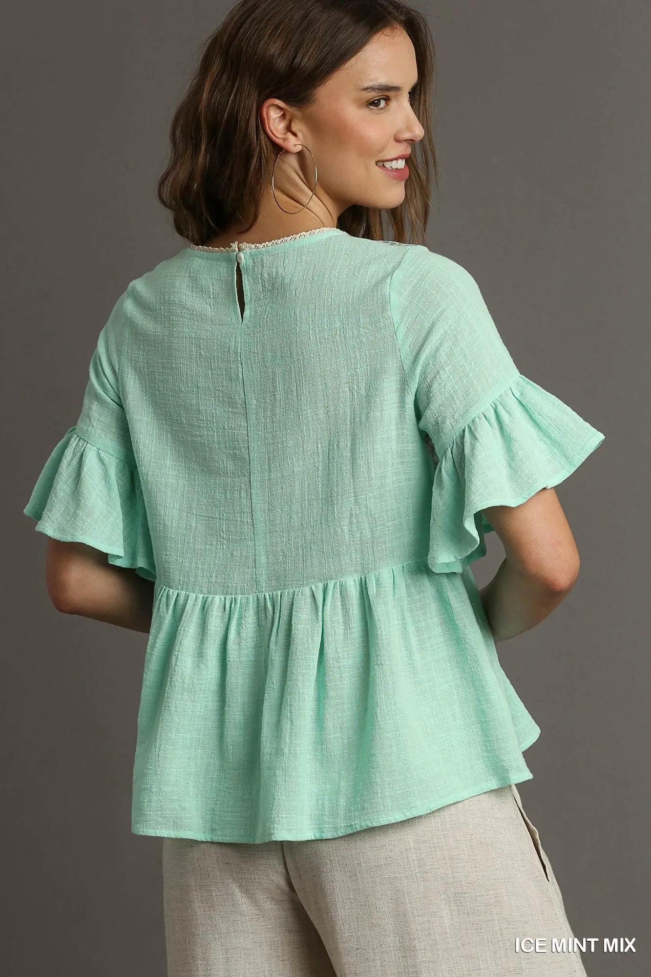 Umgee Mint Green Babydoll Top – Romantic Chic Everyday Style - NeoKira Unlimited