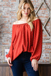 Heimish Full Size Swiss Dot Off Shoulder Top Top Trendsi   