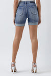 RISEN Full Size Distressed Rolled Denim Shorts with Pockets Denim Shorts Trendsi   