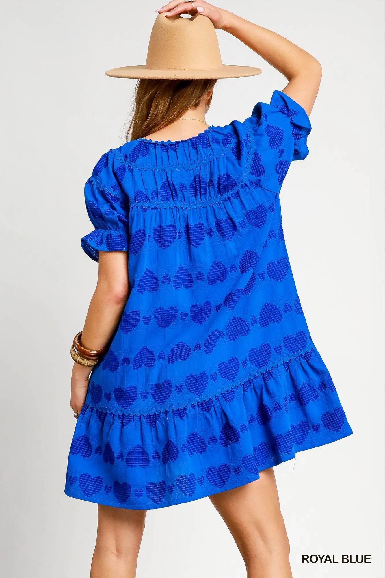 Umgee Heart Pattern Short Sleeve Babydoll Dress – Playful Sweet Style - NeoKira Unlimited