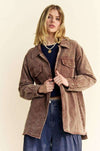 Davi & Dani Washed Corduroy Raw Hem Button Up Jacket - NeoKira Unlimited