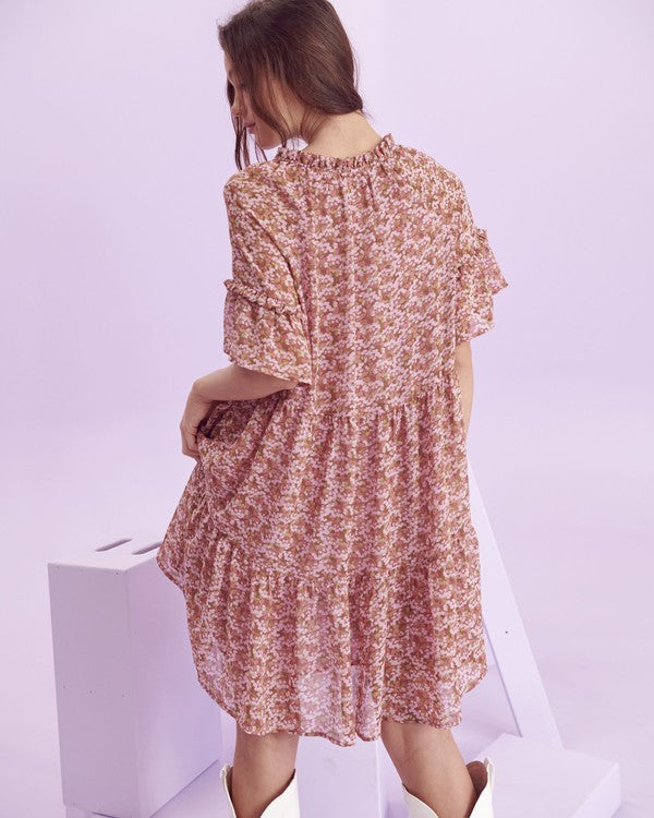Jade By Jane Boho Floral Ruffle Sleeve V-Neck Mini Dress – Plus Size Flow & Flair - NeoKira Unlimited