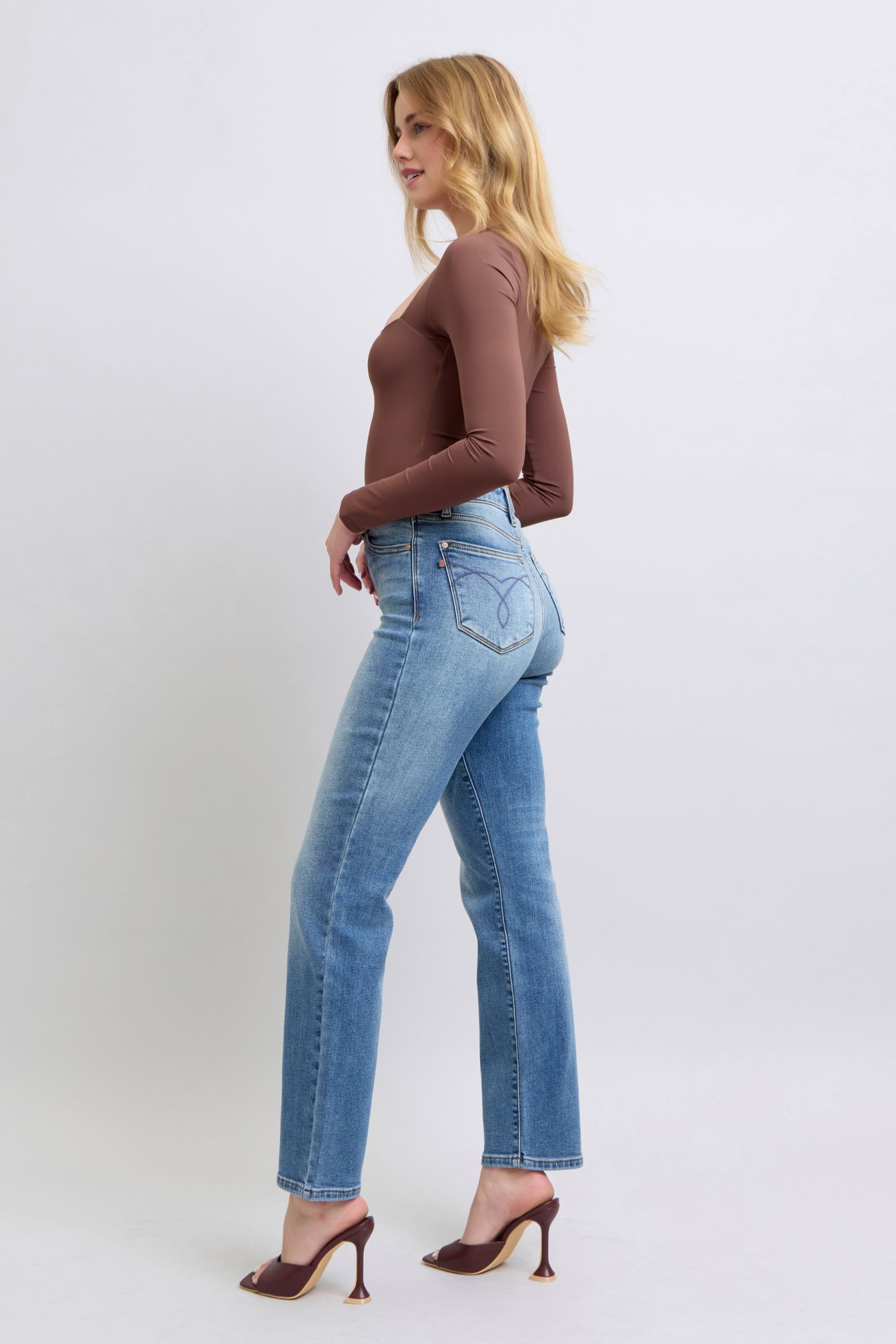 Judy Blue Full Size Run Vintage Wash Thermal Straight Jeans - NeoKira Unlimited