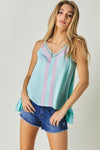 Printed Sleeveless Ruffle Tank Top  Davi & Dani   