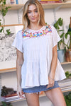 Solid Flared Short Sleeve Top  Davi & Dani   