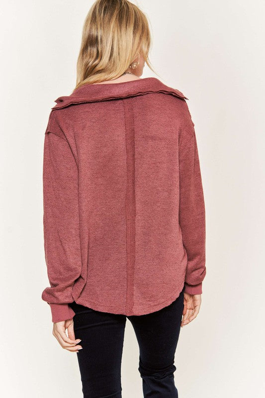 Jade By Jane Plus Size Deep V-Neck Knit Top | Relaxed Luxe Style - NeoKira Unlimited