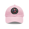 BORICUA DE PURA SANGRE Dad Hat with Leather Patch (Round) Caps Printify Light Pink / Black patch Circle One size