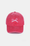 Zenana Bow Embroidered Washed Cotton Caps Caps Trendsi Red One Size 