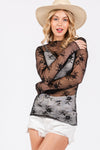 SAGE + FIG Mesh Long Sleeve Sheer Floral Embroidery Top Top Trendsi   