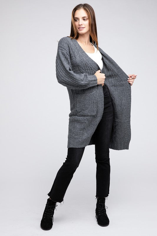 BiBi Twist Knitted Open Front Cardigan With Pockets Cardigan BiBi   