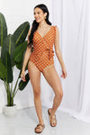 Marina West Swim Full Size Float On Ruffle Faux Wrap One-Piece in Terracotta Swimsuit Trendsi   