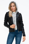 YMI Removable Faux Layered Multi-Pocket Jacket with Fuzzy Hood - NeoKira Unlimited