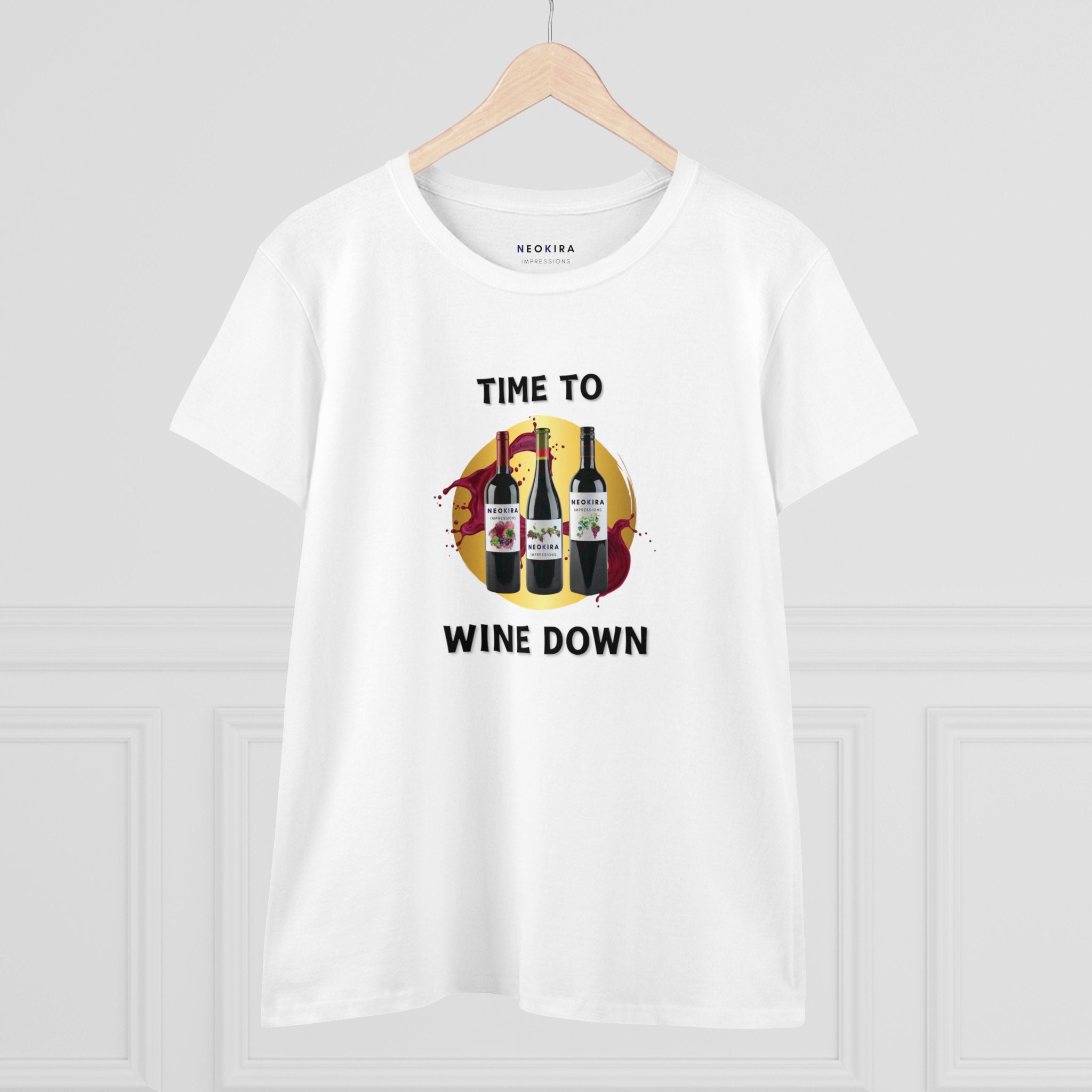 TIME TO WINE DOWN Women's Midweight Cotton Tee T-Shirt Printify   