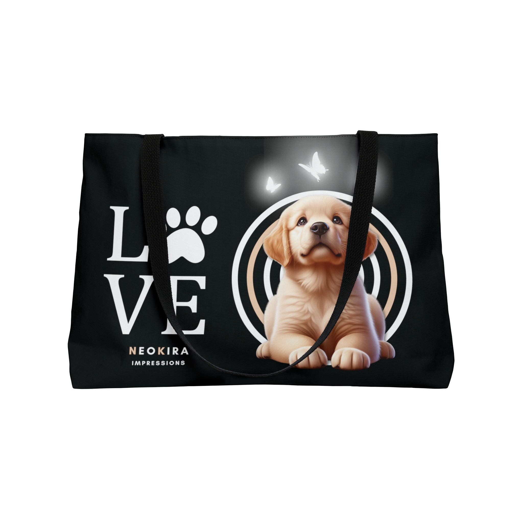 DOG LOVE BLACK Tote Bag Tote Bag Printify   