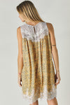 Printed Sleeveless Lace Trim Mini Dress  Davi & Dani   