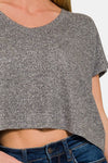 Zenana V-Neck Short Sleeve Cropped T-Shirt Crop Tee Trendsi   