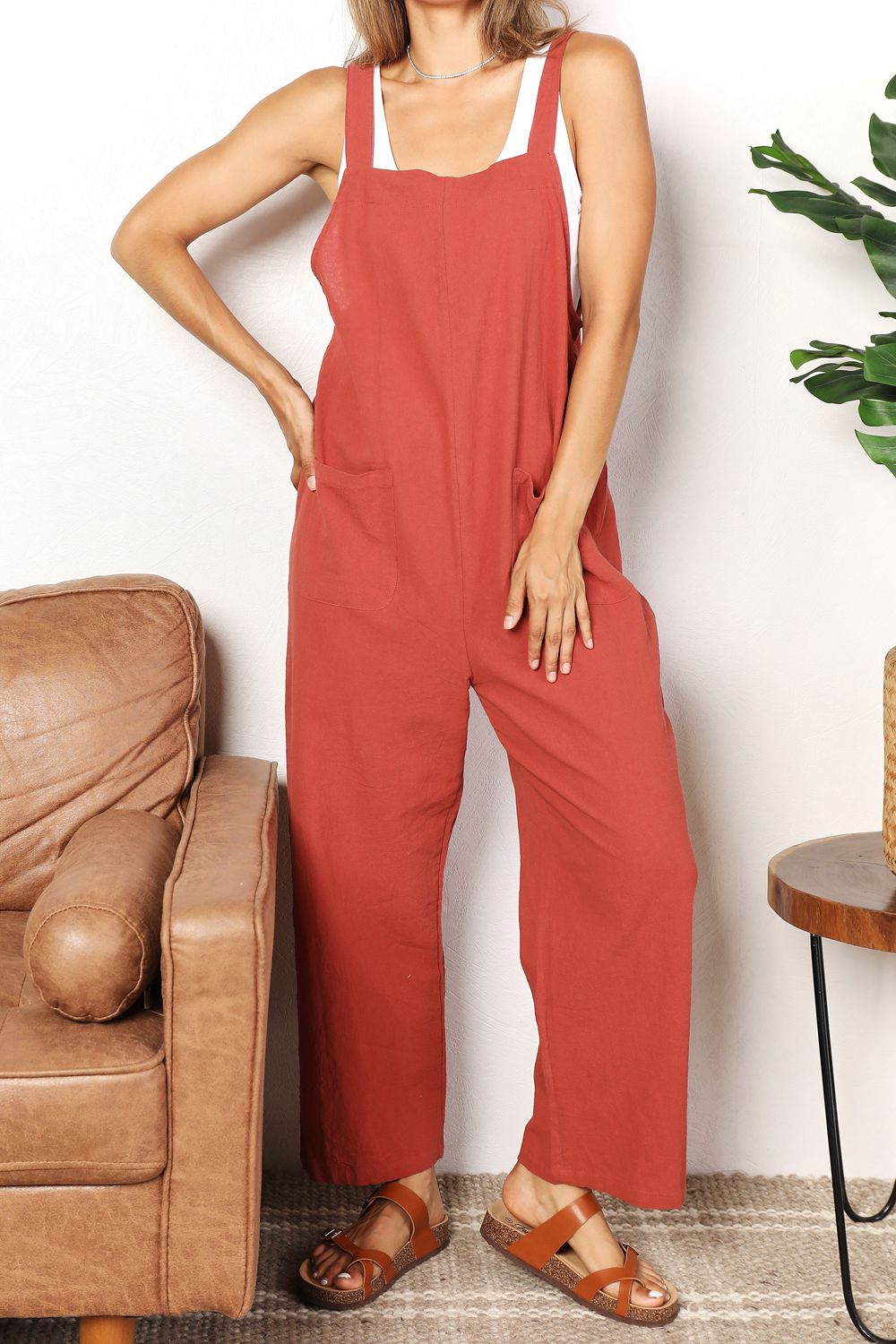 Wide Leg Overalls with Front Pockets Overalls Trendsi   