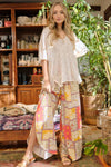 And The Why Printed Smocking Waist Side Slit Wide Leg Pants Pants Trendsi Yellow S 