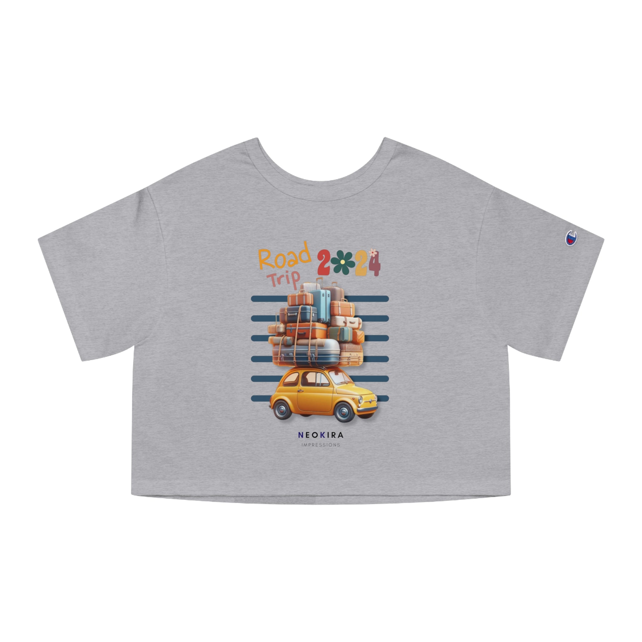 ROAD TRIP... Champion Women's Heritage Cropped T-Shirt Crop Tee Printify Oxford Grey M 