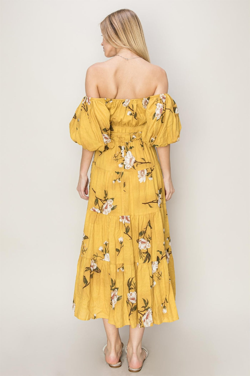 HYFVE Floral Puff Sleeve Tiered Dress Maxi Dress Trendsi   