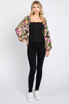 ODDI Full Size Floral Balloon Sleeve Blouse Blouse Trendsi   