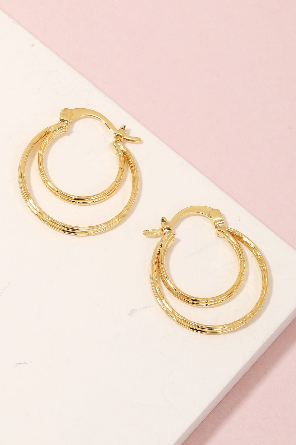 Fame Pincatch Double Circle Hoop Earrings Hoops Trendsi   