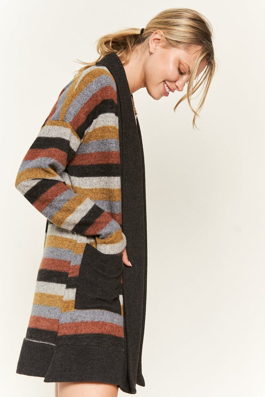 Jade By Jane Colorful Cozy Boho Stripe Knit Cardigan - NeoKira Unlimited