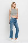 Vervet by Flying Monkey Full Size Mid Rise Distressed Cropped Flare Jeans Jeans Trendsi   