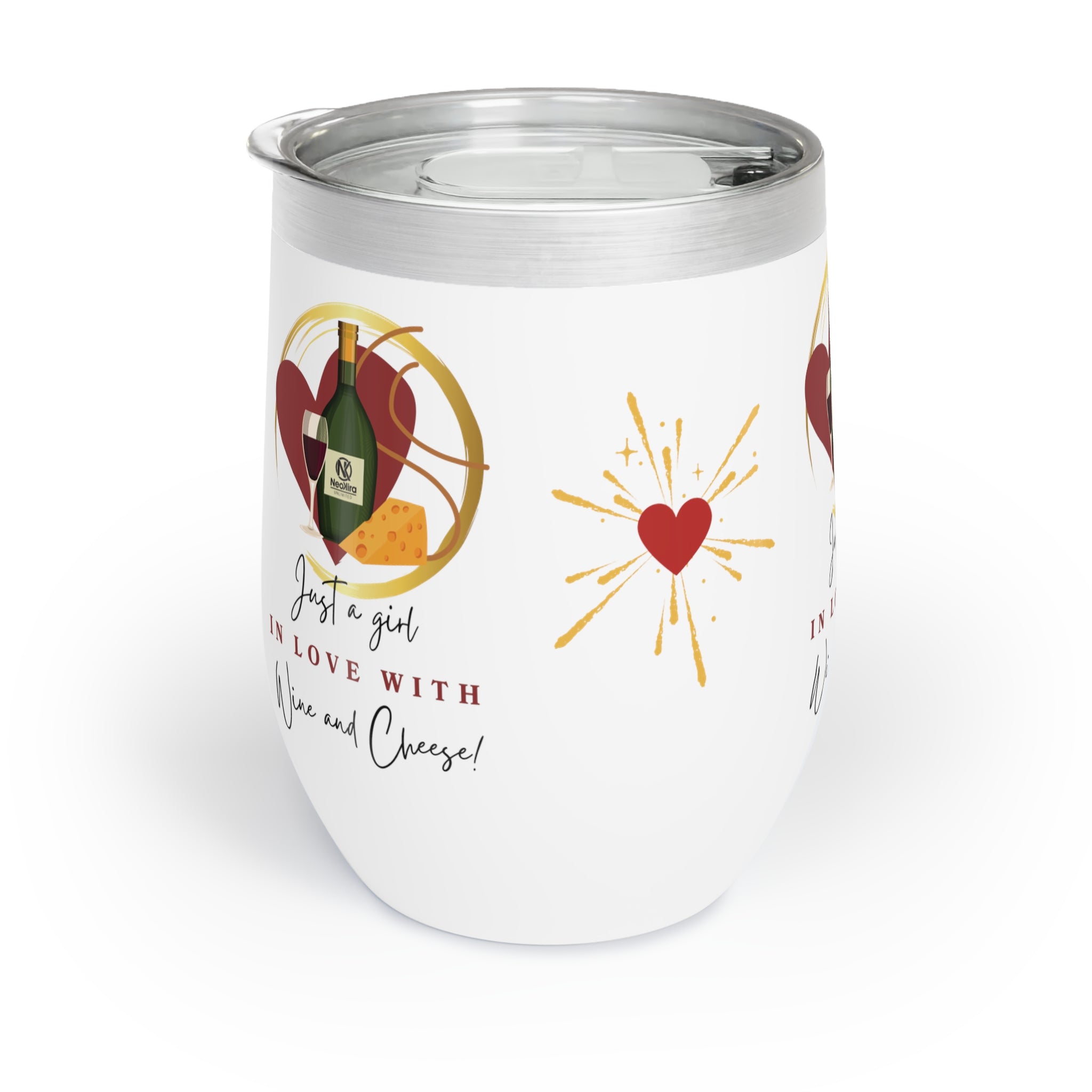 JUST A GIRL IN LOVE WITH WINE AND CHEESE Chill Wine Tumbler Wine Tumbler Printify   