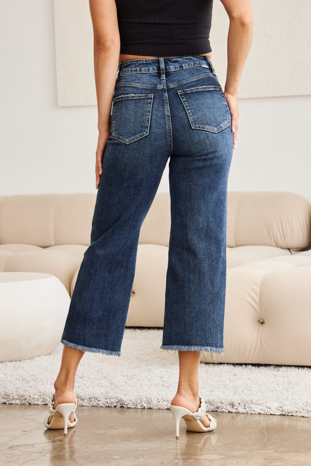RFM Full Size Tummy Control High Waist Raw Hem Jeans - NeoKira Unlimited