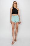 RISEN Mid Waist Frayed Hem Denim Shorts Denim Shorts Trendsi   