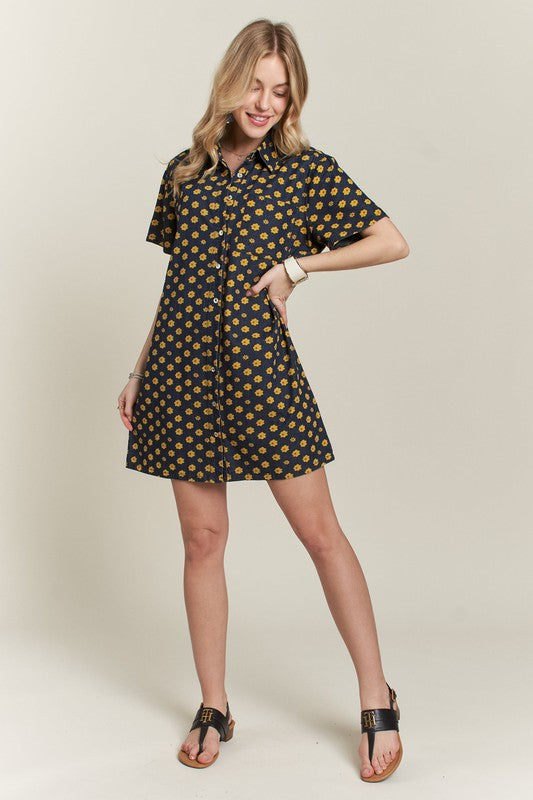 ADORA Floral Button-Up Mini Denim Dress - NeoKira Unlimited
