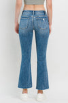 Vervet by Flying Monkey Full Size Mid Rise Distressed Cropped Flare Jeans Jeans Trendsi   