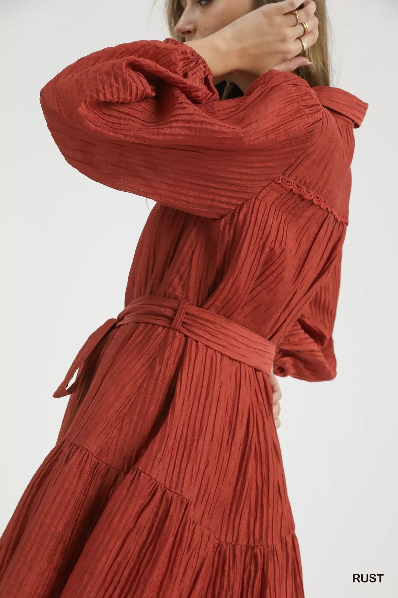 Umgee Crinkle Button-Front Tiered Mini Dress Boho Chic - NeoKira Unlimited